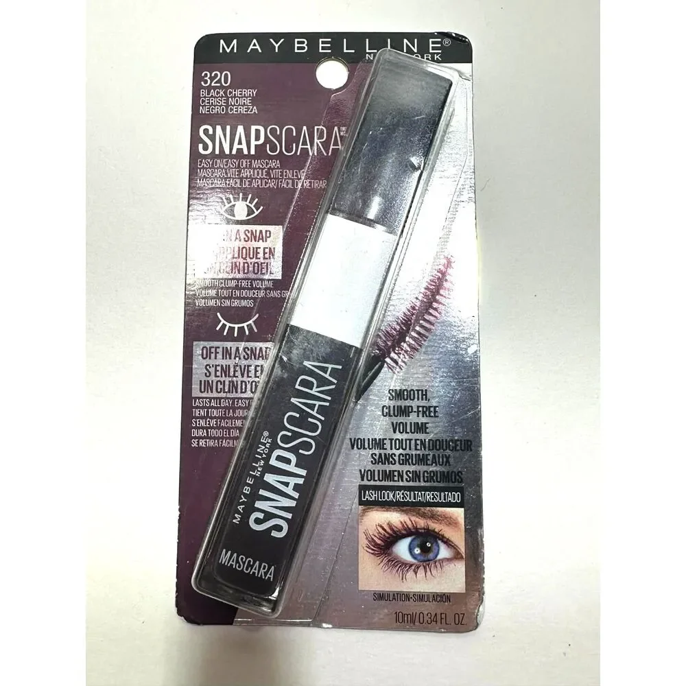 Maybelline Snapscara Washable Mascara Makeup # 320 Black Cherry NEW